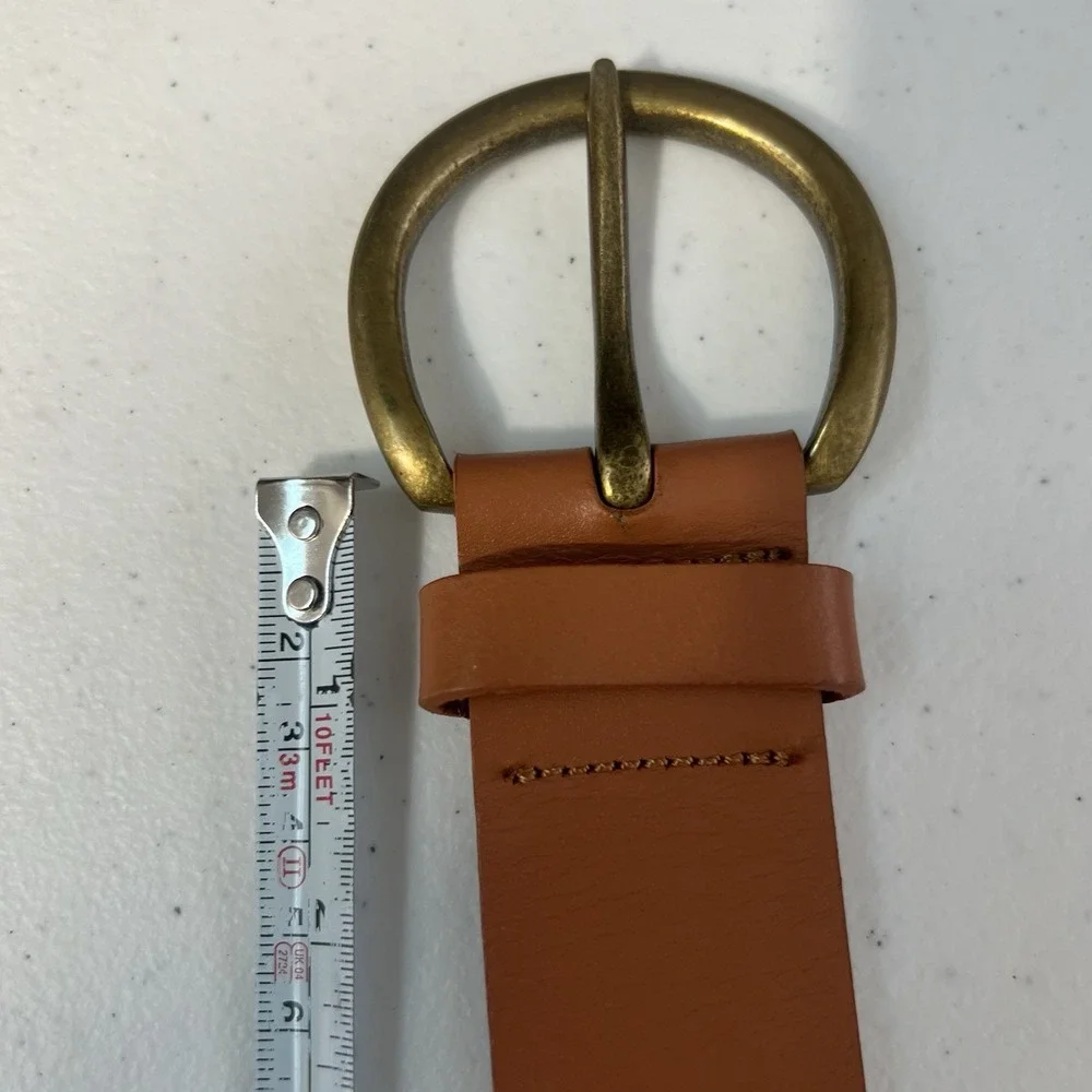Linea‎ Pelle Anthropologie Brown Genuine Leather Metal Floral Studded Belt M